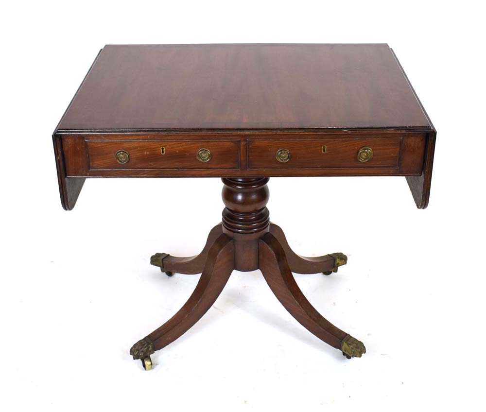 An early 19th century mahogany, strung and rosewood crossbanded sofa table, - Image 2 of 2