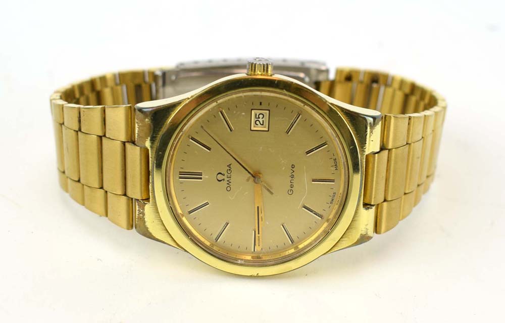 A gentleman's gold plated automatic wristwatch by Omega,