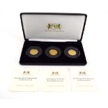 A Harrington & Byrne proof gold £1 coin set comprising: 2015 VE Day 70th Anniversary,