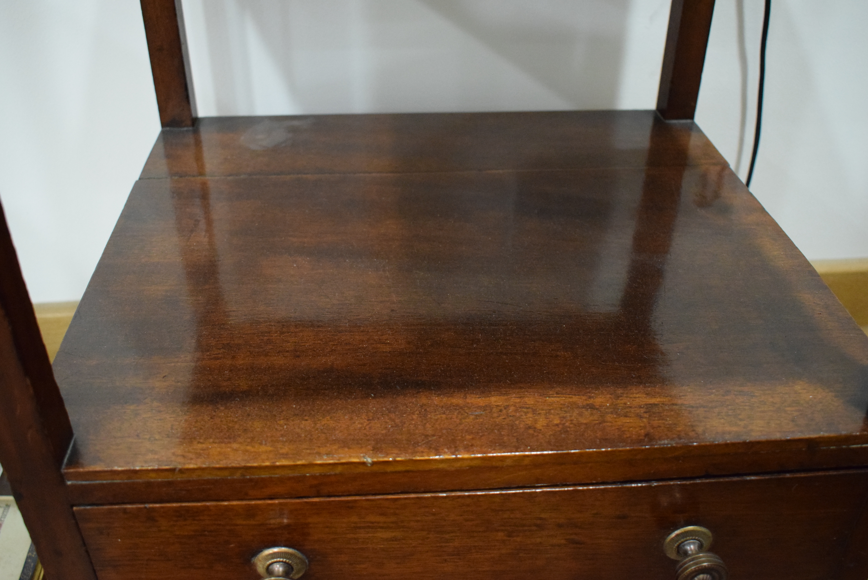 A Georgian mahogany three-tier what-not-stand with a single drawer, - Image 4 of 9