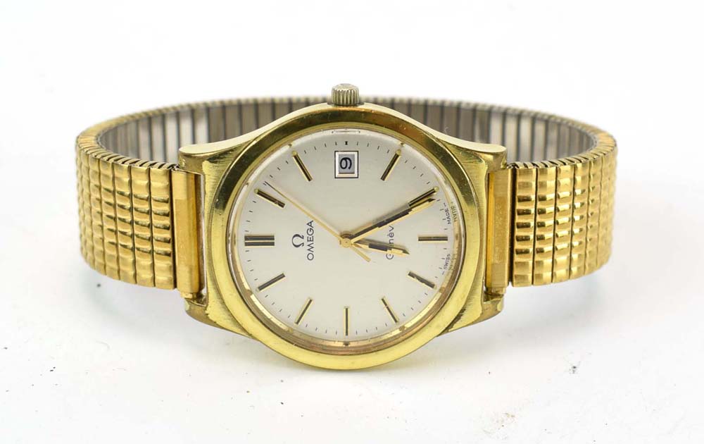 A gentleman's gold plated automatic wristwatch by Omega,