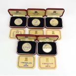 Pobjoy Mint, five silver proof crowns,