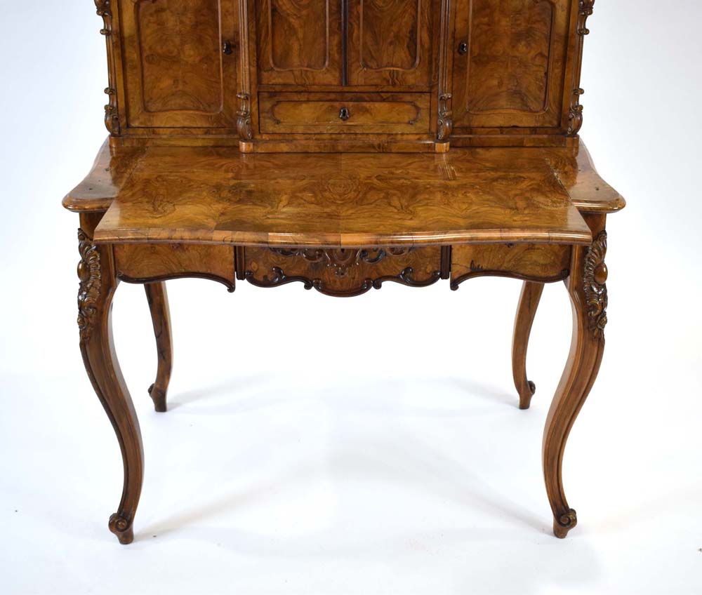 A 19th century French bonheur de jour, or writing table, the superstructure enclosing four drawers, - Image 5 of 5