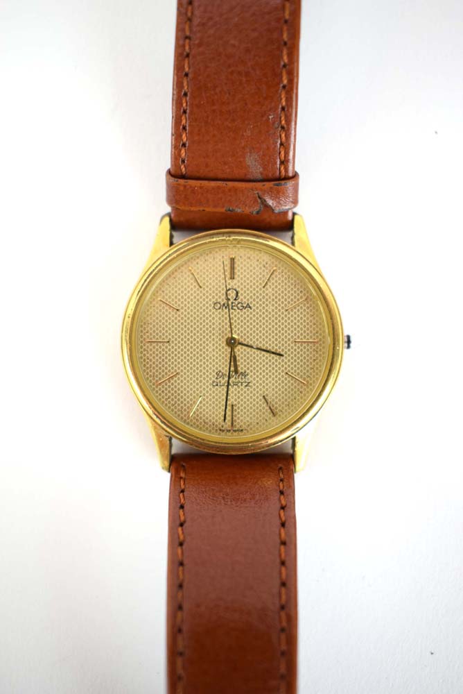 A gentleman's gold plated quartz 'De Ville' wristwatch by Omega, - Image 2 of 2