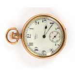 A 9ct yellow gold open face pocket watch by Waltham,