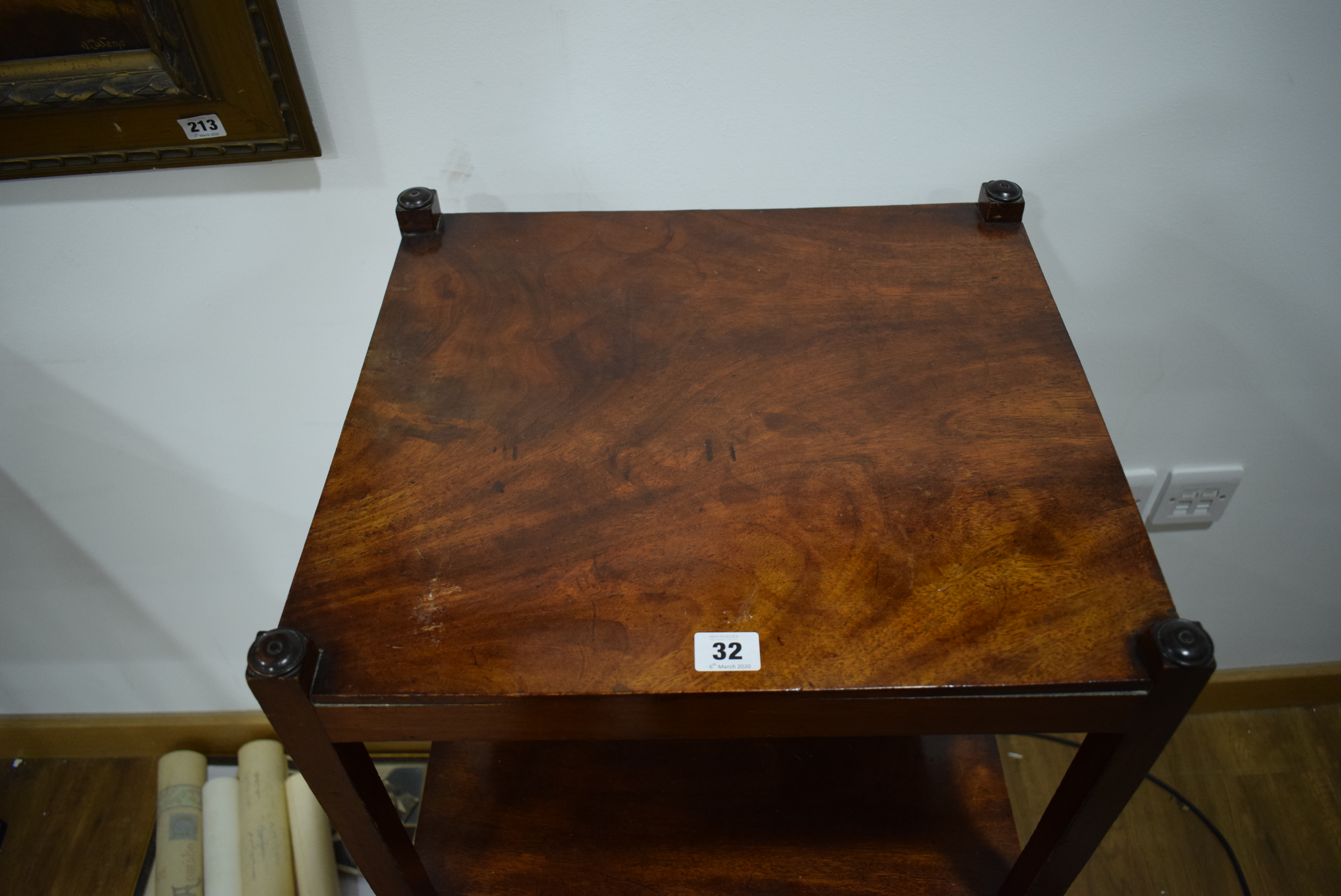 A Georgian mahogany three-tier what-not-stand with a single drawer, - Image 8 of 9