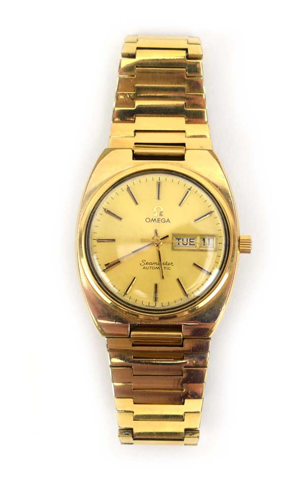 A gentleman's gold plated automatic 'Seamaster' wristwatch by Omega,