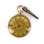 A late 19th/early 20th century 18ct yellow gold fob watch,