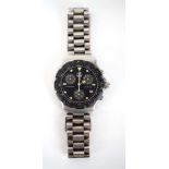 A gentleman's stainless steel chronograph wristwatch by Tag Heuer,