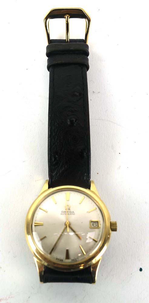 A gentleman's gold plated automatic wristwatch by Omega,