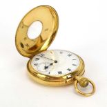 An 18ct yellow gold half hunter pocket watch by Thomas R.