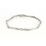 A 9ct white gold bracelet set small diamonds, 5.