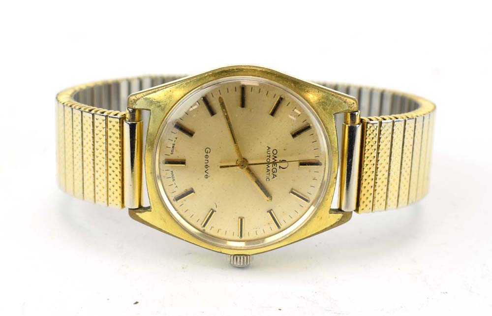 A gentleman's gold plated automatic wristwatch by Omega,