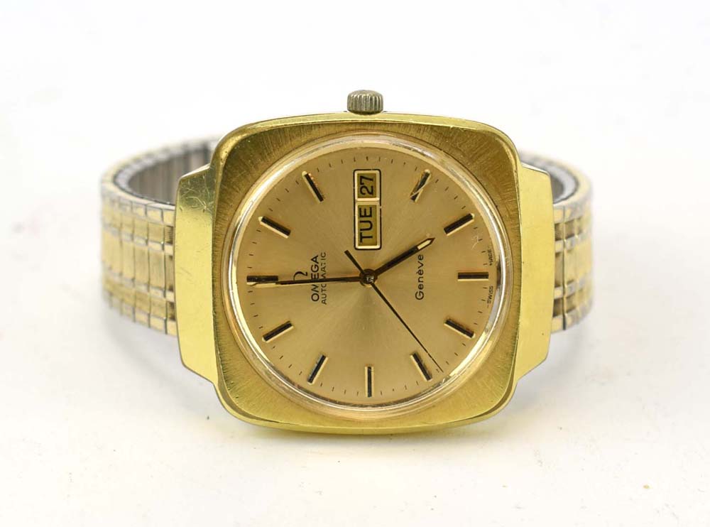 A gentleman's gold plated automatic wristwatch by Omega,