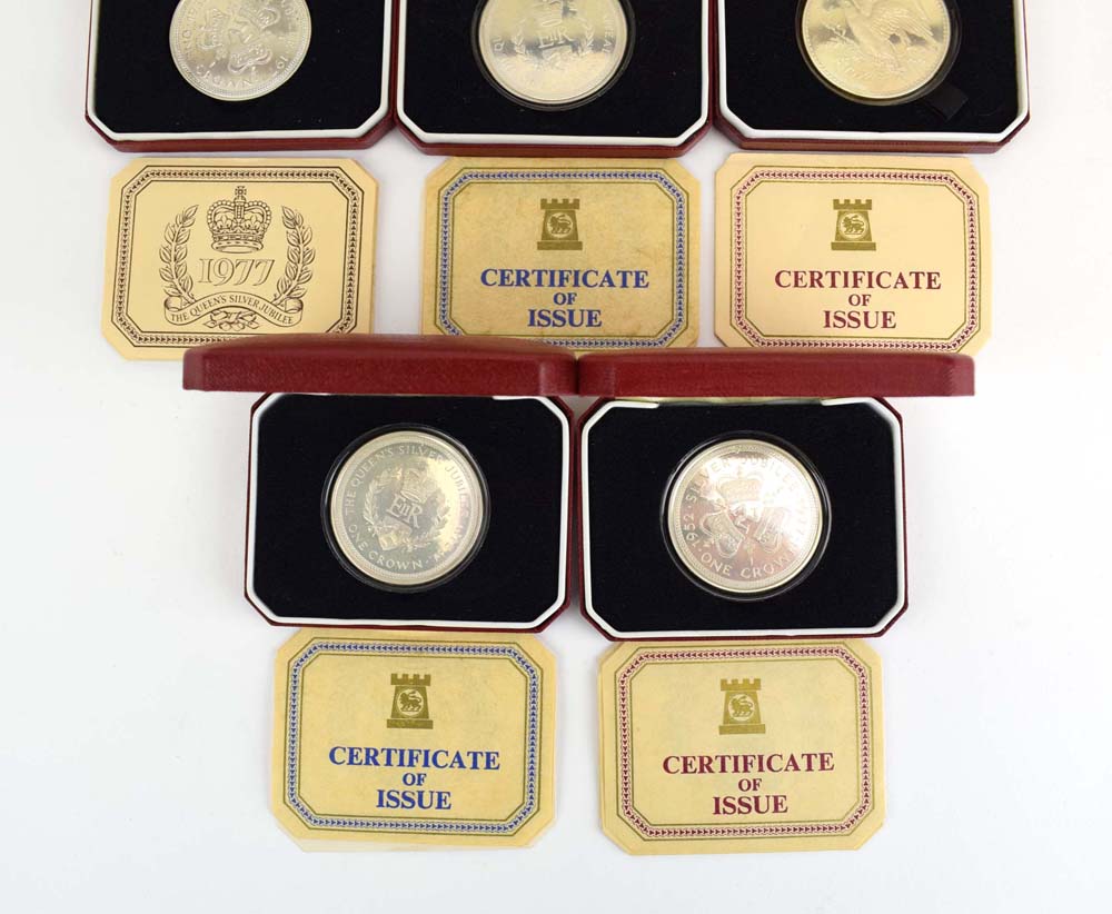 Pobjoy Mint, five silver proof crowns, - Image 3 of 3