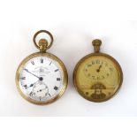 A base metal open face pocket watch by Thomas Russell & Son,