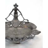 A WMF 'Jugendstil' silver-plated tray modelled as a lady leaning over a foliate bowl,