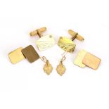 A pair of 9ct yellow gold cufflink's set small diamonds,