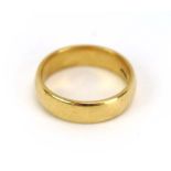 A 9ct yellow gold wedding band, band width 5 mm, ring size N,