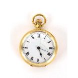 A ladies 18ct yellow gold fob watch,
