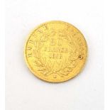 A 20 franc coin dated 1858