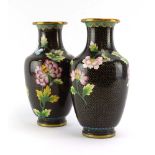A pair of modern cloisonne vases of ovoid form,