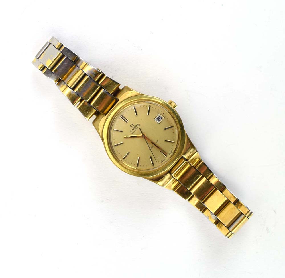 A gentleman's gold plated automatic wristwatch by Omega,