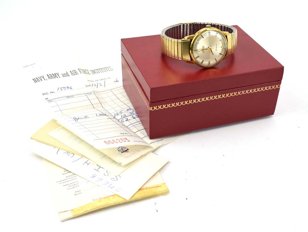 A gentleman's gold plated automatic wristwatch by Omega, - Image 5 of 7