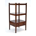 A Georgian mahogany three-tier what-not-stand with a single drawer,