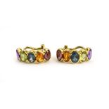 A pair of 18ct yellow gold ear studs by H. Stern, each set five coloured gemstones, l. 1.
