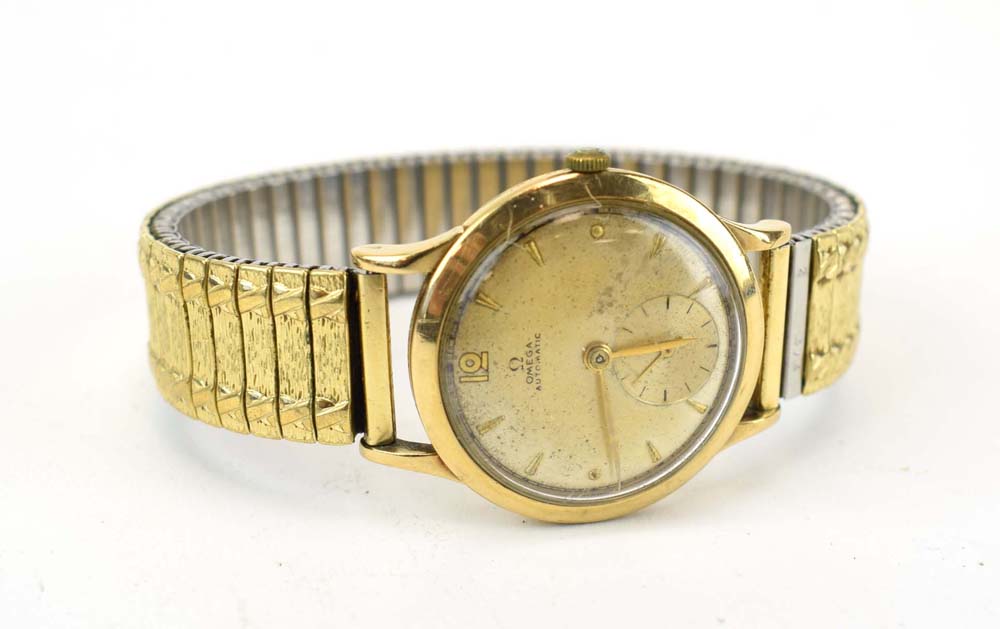 A gentleman's gold plated automatic wristwatch by Omega,