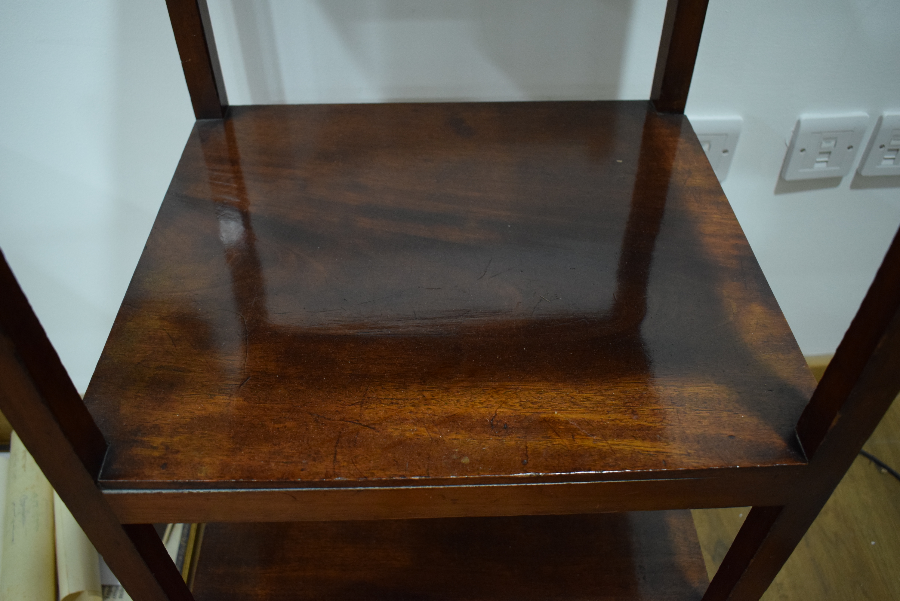 A Georgian mahogany three-tier what-not-stand with a single drawer, - Image 5 of 9