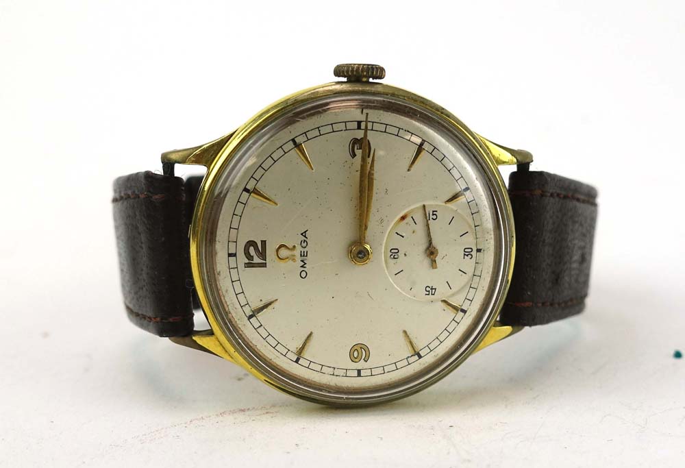 A gentleman's gold plated automatic wristwatch by Omega,