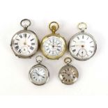 Two silver open face pocket watches,
