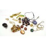 A parcel of costume jewellery including Napier ear clips,