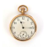 A 9ct yellow gold open face pocket watch by Waltham,