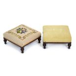 A pair of Regency mahogany and needlework footstools CONDITION REPORT: Old signs of