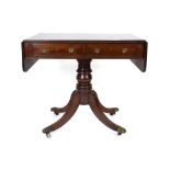 An early 19th century mahogany, strung and rosewood crossbanded sofa table,