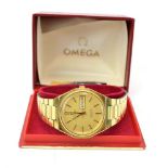 A gentleman's gold plated automatic 'Seamaster' wristwatch by Omega,