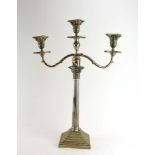 A silver plated three branch candelabrum of Neo-Classical design, h.