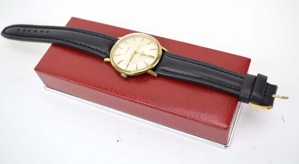 A gentleman's gold plated manual wind wristwatch by Omega, - Image 2 of 3