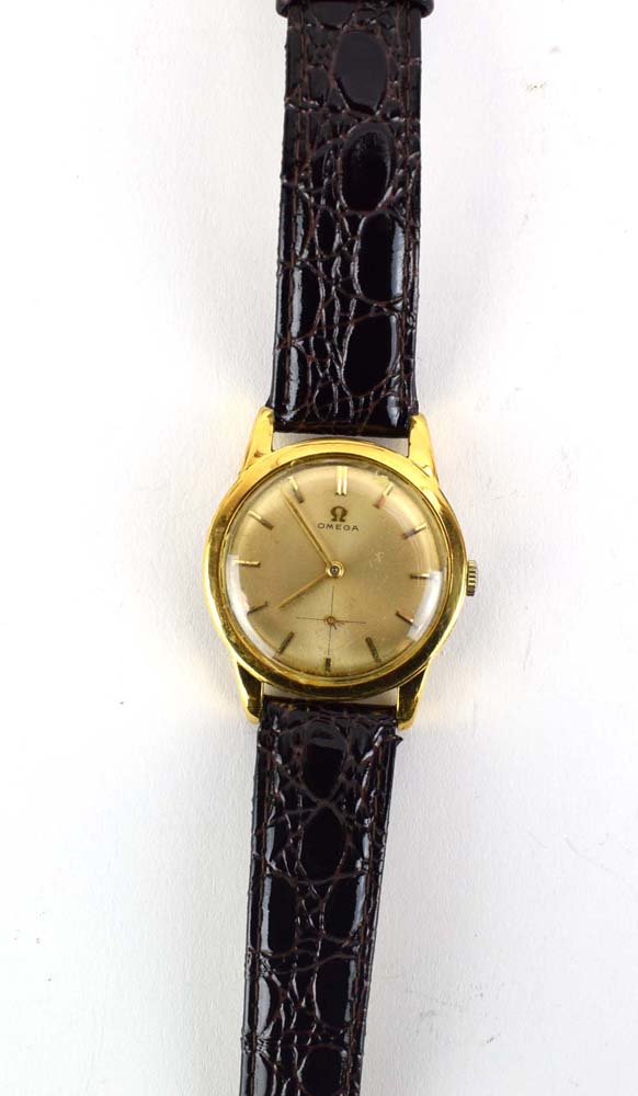 A gentleman's gold plated manual wind wristwatch by Omega, - Image 3 of 3