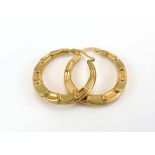 UnoAErre, Italy, a pair of 9ct yellow gold ear hoops, drop l. 3 cm, 2.