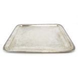 A Hungarian silver tray of cushioned square form, w.