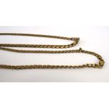 Two 9ct yellow gold flat curblink necklaces, both with lobster clasps,