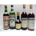 5 bottles, 1x Campari Bitter 41.3proof 23.6% 26.