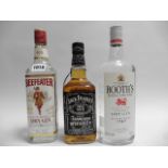 3 bottles, 1x Beefeater London Dry Gin 40% 70cl, 1x Booth's London Dry Gin 37.