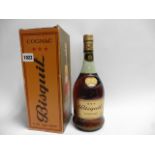 An old bottle of Bisquit 3 star Cognac with box circa 1970's 70 proof US Quart 33 1/3 fl oz 94.