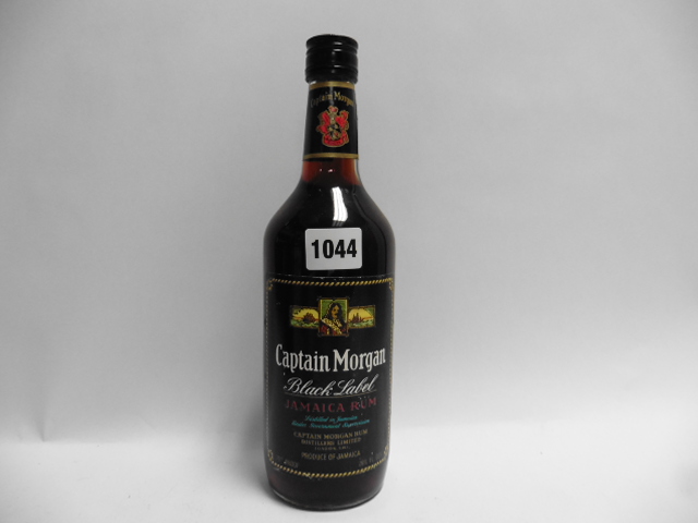 An old bottle of Captain Morgan Black Label Jamaica Rum circa 1970's 70 proof 26 2/3 fl oz