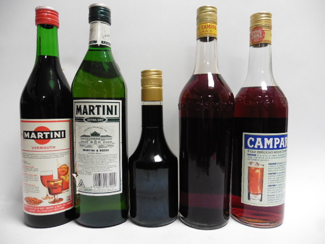 5 bottles, 1x Campari Bitter 41.3proof 23.6% 26. - Image 2 of 2